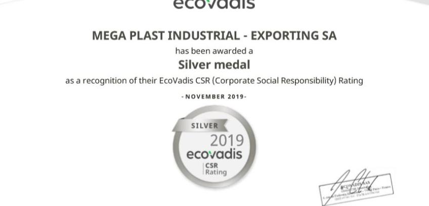 MEGAPLAST SILVER MEDAL FOR CSR BY ECOVADIS